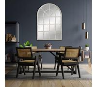 Espejo Ventana Fabricado en España - Mod-Catania Industrial - Acabado Artesanal - Espejo de Pared Ideal para Salón, Recibidor, Vestidor, Dormitorio y Baño. (80x120 cm, Blanco Envejecido)