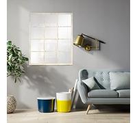 Espejo Ventana Fabricado en España - Mod Siena Industrial- Acabado Artesanal - Espejo de Pared Ideal para Salón, Recibidor, Vestidor, Dormitorio y Baño. (70x100 cm, Blanco Envejecido)
