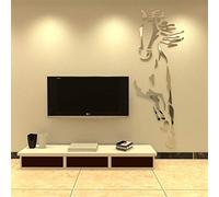 Espejo Vinilos Pegatinas de pared de caballos, decoración de habitación, restaurante, arte de fondo, sala de estar, baño, habitación, espejo, pegatina de pared ( Color : Silver , Size : M 100cm 36cm )