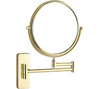 Espejo， Wall Mounted Makeup Mirror, 8 Inch 360° Rotatable Magnifying Shaving Mirror, Extendable Folding Arm Bathroom Vanity Mirrors,Gold,3X(Gold,10X)