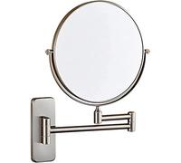 Espejo， Wall Mounted Makeup Mirror, 8 Inch 360° Rotatable Magnifying Shaving Mirror, Extendable Folding Arm Bathroom Vanity Mirrors,Gold,3X(Nickel,10X)