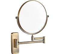 Espejo， Wall Mounted Makeup Mirror, 8 Inch 360° Rotatable Magnifying Shaving Mirror, Extendable Folding Arm Bathroom Vanity Mirrors,Gold,3X(Brass,3X)