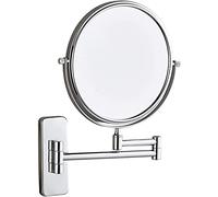 Espejo， Wall Mounted Makeup Mirror, 8 Inch 360° Rotatable Magnifying Shaving Mirror, Extendable Folding Arm Bathroom Vanity Mirrors,Gold,3X(Chrome,10X)