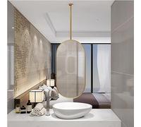 Espejos de baño para Lavabo, Espejos de Techo con Marco de Metal Dorado con Varilla para Colgar en el Techo, Espejo Ovalado montado en la Pared, Espejo Colgante Decorativo, Espejo de tocador (Size :