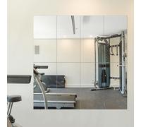 Espejos de gimnasio en casa, azulejos de espejo de vidrio de 12 x 12 pulgadas (16 piezas), espejo cuadrado de pared grande para gimnasio en casa, dormitorio, puerta, baño, juegos de espejos sin marco