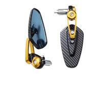 Espejos de manillar para moto Espejo retrovisor de motocicleta gran angular aleación de aluminio Pedal modificación manillar invertido Retrovisores Moto Espejo(Gold)