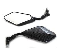 Espejos de Motocicleta Par 10mm Rosca - Negro Tallos con Brillo Carbono Acabado