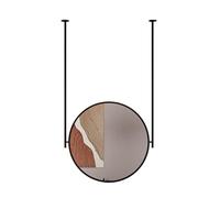 Espejos de Techo, Espejos flotantes Redondos, Espejos Decorativos para tocador de baño, con Marco de Hierro y Brazo de Techo, para Entrada, guardarropa y decoración del hogar (Negro, 120 x 7