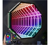 Espejos de Túnel con Lámpara Infinita para Pared,Luz Nocturna LED,Luz de Espejo 3D,Luz de Túnel con Espejo Infinito Que Cambia de Color,para El Hogar,Decoración de Fiestas,Octagon-11.8"/30cm