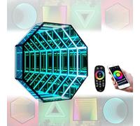 Espejos De Túnel con Lámpara Infinity Luz Sensorial Infinity con Túnel LED, Lámpara RGB De Pared con Cambio De Color Y Espejo Infinito para Fiestas O Dormitorio A-30cm/11.8"