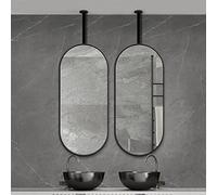 Espejos de vidrio con varilla para colgar en el techo Espejo HD con marco de metal de hierro ovalado negro para tocador (el auge se puede personalizar), espejo decorativo para dormitorio de baño