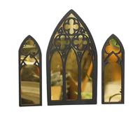 Espejos góticos de pared,Espejos góticos - Paquete de 3 espejos vintage para muebles góticos espectrales,Espejos rústicos para ventanas de catedral, espejos decorativos, decoraciones para muebles