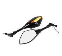 Espejos Laterales Moto 2X Espejos Retrovisores Laterales Universales De 10mm para Motocicleta con Indicador De Luces Intermitentes Negro para Suzuki Espejo del Extremo Manillar Moto(Negro)