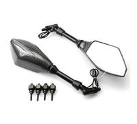 Espejos Laterales Moto para Kawasaki para Z800 Espejo Retrovisor De Motocicleta M10 con Indicador De Señal De Giro LED Espejo del Extremo Manillar Moto(Fibra de Carbon)