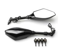 Espejos Laterales Moto para Kawasaki para Z800 Espejo Retrovisor De Motocicleta M10 con Indicador De Señal De Giro LED Espejo del Extremo Manillar Moto(Negro)