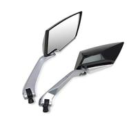 Espejos Laterales Motocicletas Universales 1 Par Espejos Laterales Apariencia Fibra Carbono Espejo Retrovisor Vidrio Blanco Motocicleta(Silver Black)