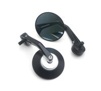 Espejos Laterales Redondos Negros para Manillar ForMondial HPS 125 y HPS 300, Fabricados en CNC, para Motocicletas (Negro y Plata).