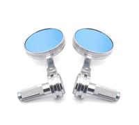 Espejos Manillar Moto Espejo Retrovisor Del Extremo Barra Motocicleta Espejos Reflectores Del Manillar De Cristal Azul Antideslumbrante 13-14mm 17-18mm Espejo Moto(Silver)