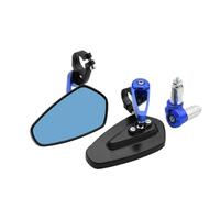 Espejos Manillar Moto Espejos Retrovisores De Motocicleta CNC 7 8 "y 22mm Espejo Manillar Barra Scooter Cristal Azul Universal Espejo Moto(5)