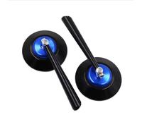 Espejos Manillar Moto Espejos Universales 8mm10mm Espejo Lateral Redondo Retro Para Scooter Bicicleta Eléctrica Cristal Azul Aluminio Espejo Moto(Black blue)