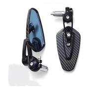 Espejos Moto Manillar Espejo Retrovisor Universal Motocicleta Patrón Carbono Manillar Cristal Azul Antideslumbrante Extremo Del(Pattern Black)