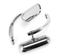 Espejos Moto para Sportster para Chopper para Breakout para Electra para Glide para Dyna Espejo retrovisor Ovalado Motocicleta Espejos Laterales Espejos Retrovisores Moto(Plata)