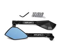Espejos Retrovisores Antideslumbrantes Para Manillar De Motocicleta, Espejos Retrovisores De Ojo De Halcón Azulados Para MT07 MT-07 MT FZ 07 FZ07, Accesorios(Negro)