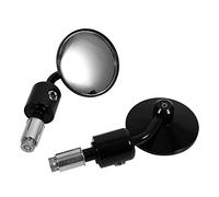 Espejos retrovisores con barra de mano de 7/8 ", espejos laterales ajustables de extremo redondo de 3" de Keenso(Negro)