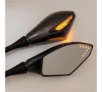 Espejos retrovisores con señal de Giro integrada para Motocicleta CNC, luz Universal para Motocicleta Espejo Modificado(Dark Grey)