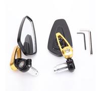 Espejos Retrovisores De Motocicleta CNC De 7/8 "y 22mm, Espejo Retrovisor Universal Para Manillar De Extremo De Barra De Patinete De Cristal Azul(Oro)