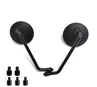 Espejos Retrovisores For Motocicleta Retro ABS De 7 8 Pulgadas Con Manillar De 8 10 Mm Espejo Redondo Para MT07 MT09 MT10 FZ1 FZ6 FZ09(Black long rod)