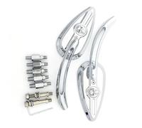 Espejos retrovisores Laterales con Forma de lágrima y Calavera Motocicleta para Harley Street Glide Special Sportster 1200 883 Motorcycle Rearview Mirror(Plata)