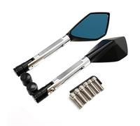 Espejos Retrovisores Laterales para Motocicleta para Kawasaki para Z1000, para Z750, ER6F Y ER6N. Reflector Ajustable Izquierdo Derecho Espejo Reflector(Plata)