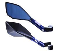 Espejos Retrovisores Laterales Universales Aluminio CNC Motocicletas Largos Cortos Para Z900, 1000, 800, 750, 650, 300, 250 Y 125(ShortBlack Blue)
