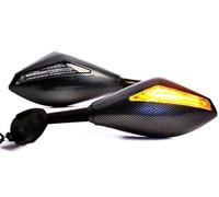 Espejos Retrovisores Moto Espejo Lateral para Motocicleta con Doble Señal De Giro LED para VFR 800 para CBR600 para F1/F2/F3/F4/F4I Espejos Laterales Ajustables