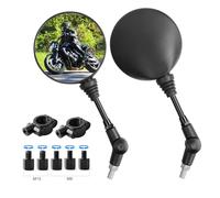 Espejos Retrovisores Moto Homologados, 1 Par universal Moto lateral espejo retrovisor,7/8"22 mm Espejos Retrovisores del Manillar con Tornillos de Fijación 10mm y 8mm para Motos, Scooters