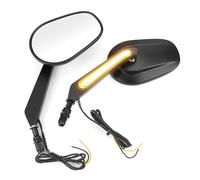 Espejos Retrovisores Moto para Harley para V-Rod para VRSCF 2009-2017 Par Espejos Retrovisores Motocicleta Luces Intermitentes Espejo Lateral Izquierdo Derecho Espejos Laterales Ajustables(Negro)