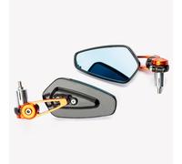 Espejos Retrovisores Ovalados Manillar Moto 22mm Aluminio Universal Naranja