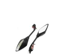 Espejos retrovisores Par De Espejos Laterales De Motocicleta De Rosca De 10MM con Indicador De Señales De Giro Amarillo, Carcasa 5 Colores, Espejos Retrovisores