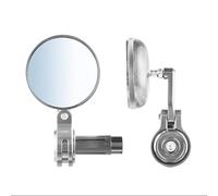 Espejos retrovisores Redondos de aleación de Aluminio for Manillar de Motocicleta, con rotación de 360°, universales, compatibles con Motos de Calle y Scooters.(Silver)