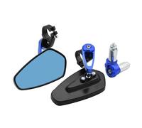 Espejos Retrovisores Universales CNC De 7/8" Y 22 Mm Para Motocicleta, Cristal Azul, Para Manillar Scooter(Blue)