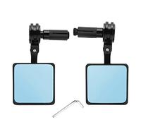 Espejos retrovisores universales para manillar, juego de espejos para motocicleta, espejos laterales de aleación de aluminio con carcasa de vibración, espejo cuadrado negro para (Negra)