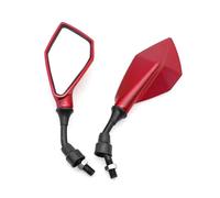 Espejos Universales M10 De Rosca Derecha Para Motocicleta Para Moto Cross ATV Scooter Espejo Retrovisor Lateral Cristal HD Izquierdo Y Derecho Espejo Retrovisor Moto(Red)