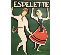 Espelette País Vasco Reproducción póster, tamaño 50 x 70 cm, papel 300 g, venta del archivo digital HD, posible, consulta (tienda: póster vintage.FR)