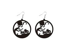 Espeluznante araña calabaza bruja gato negro redondo acrílico Halloween pendientes personalidad creativa dama joyería