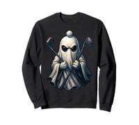Espeluznante cabeza de bola de fantasma de Halloween que sostiene palos de golf, divertida Sudadera