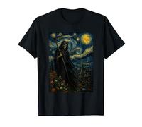 Espeluznante Esqueleto segador Iluminado por la Luna Halloween Inspirado en Van Gogh Camiseta