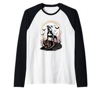 Espeluznante Halloween Luna Staffordshire Bull Terrier Camiseta Manga Raglan