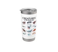 Espeluznantes criaturas marinas: peces de aguas profundas Vaso térmico de acero inoxidable de doble pared