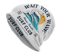 Espera tu Onda Seguro Club Skullies Gorros Gorros Tendencia Unisex Sombrero de Punto cálido de Invierno Gorro de Surf Surfista para Adultos surfistas de Verano Gorros Gorros